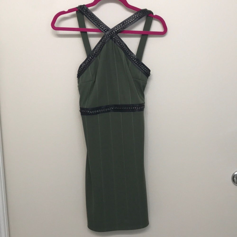 Army green body-con mini dress